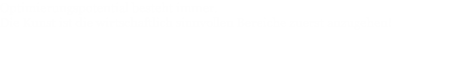 Optimierungspotential besteht immer. 
Die Kunst ist die wirtschaftlich sinnvollen Bereiche zuerst anzugehen!
